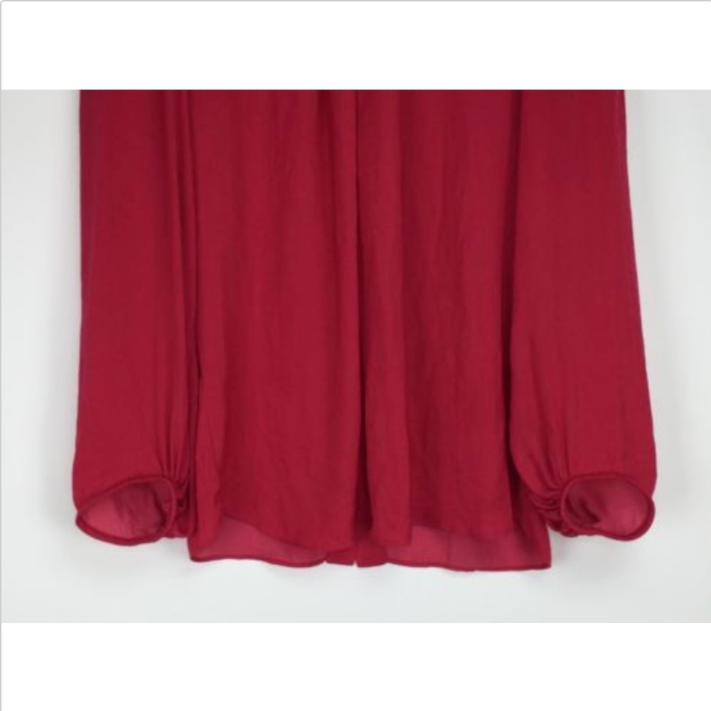 Zara Basic Red Back Button Blouse Top Size Large - image 4